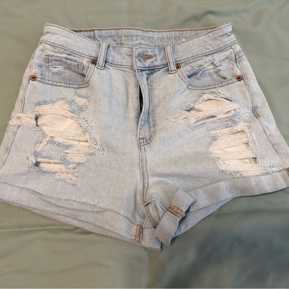 American Eagle Outfitters Light Wash Distressed Jean Shorts